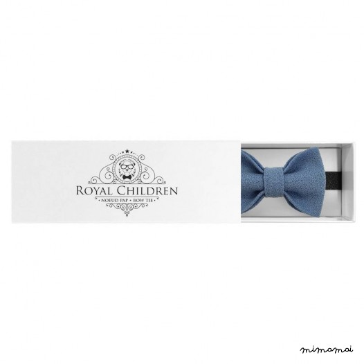 Child blue bow tie, wool crepe
