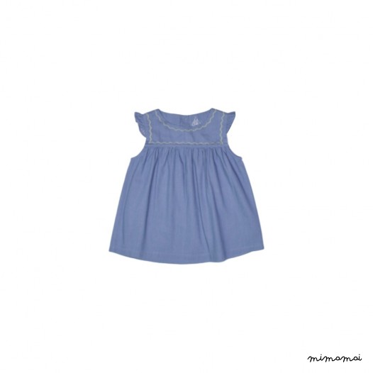 Blouse &agrave; volants denim Violette