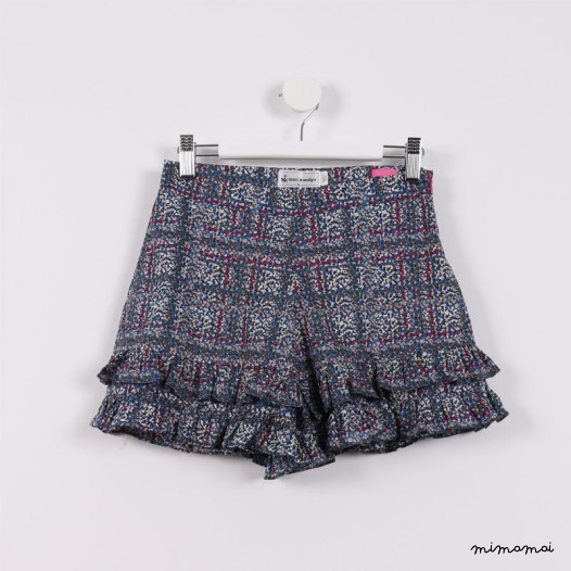 Frilly Hem Shorts blue and pink