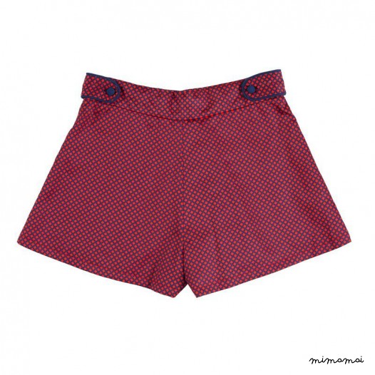 Epaulette Flare Shorts red and navy