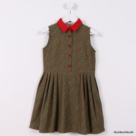 Pleated Shirtdress red leaves