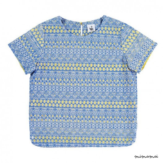 T Top blue graphic lace
