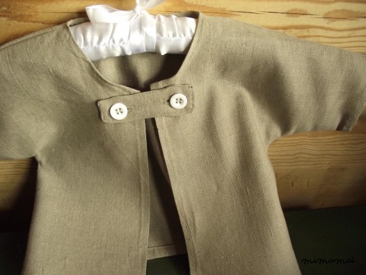 Natural linen baby jacket. Tan