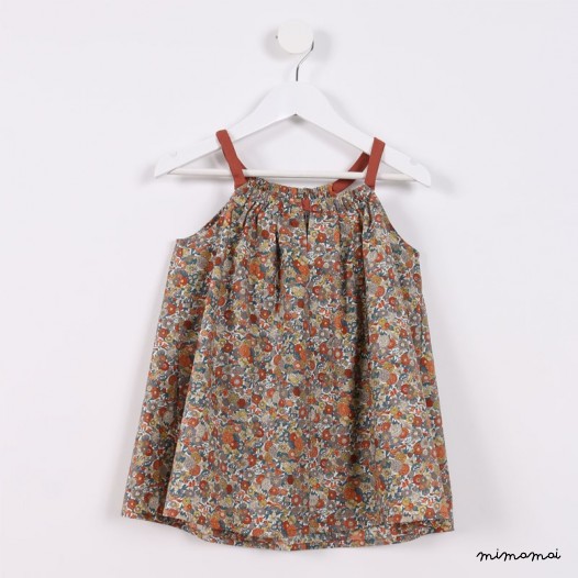 Square-Neck Flare Top orange floral