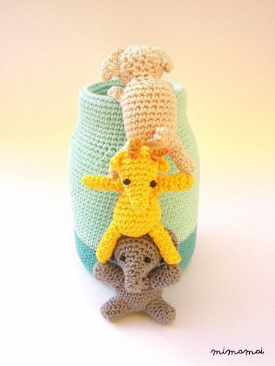 Crochet pen holder - Cute desk accessories - Animals pencil holder - Crochet office decor