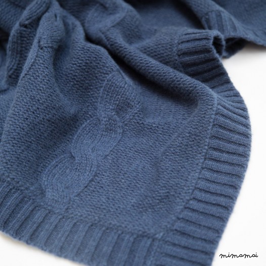 Cashmere Cable Blanket - Navy