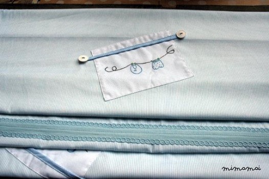 stendibiancheria mano ricamato del neonato coperta &Eta;appy piumone di blu e bianco