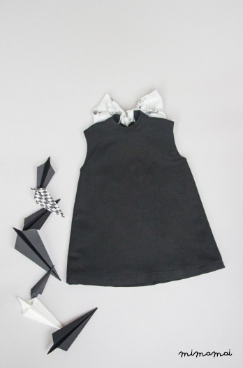 Black woolen Zebra ribbon dress