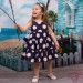 Flounced summer dress in navy with 