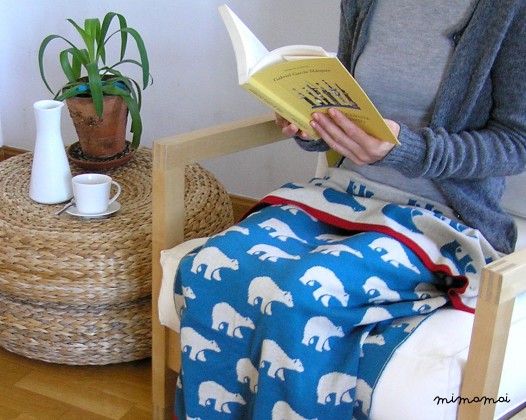 Baby Blanket Merino pura lana &middot; Blu Throw Blanket &middot; Orsi polari stampa