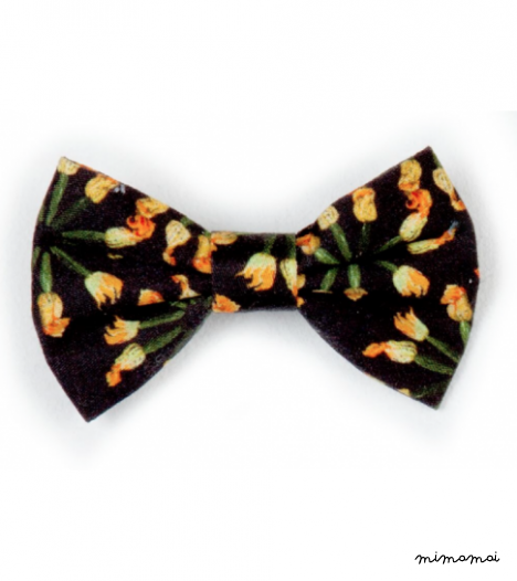 Hair Bow Clip in Black Courgette