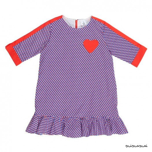 Frill Panel Dress with deep orange