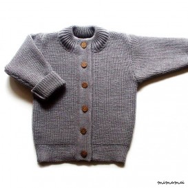 Babies/Children's Virgin wool round neck Cardigan with handmade oak buttons