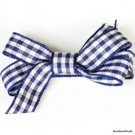 Small Navy White Check Bow