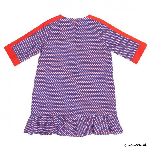 Frill Panel Dress with deep orange