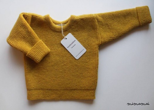 Infant's/Toddler's knitted Lambswool round neck Sweater with Oak Buttons