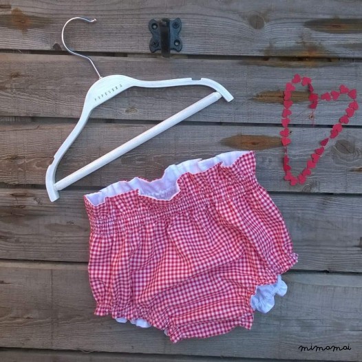Coulotte bimba vichy rosso in cottone dopiato
