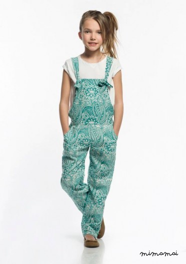 Monkey girl long printed in turquoise Green