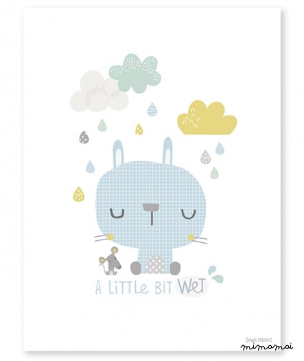 Affiche b&eacute;b&eacute; lapin et souris