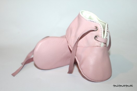 6 - 12 Months Slippers / Baby Shoes Lamb Leather Pastel Pink