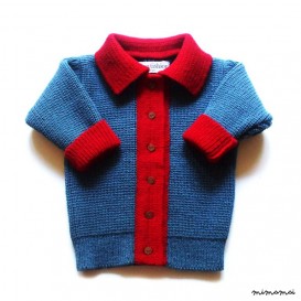 Babies/Children's knitted lambswool collar Cardigan with oak buttons