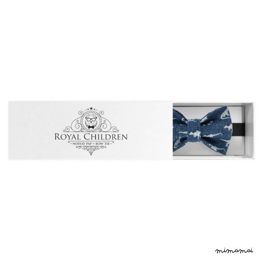 Child denim with dinosaur pattern bow tie, cotton