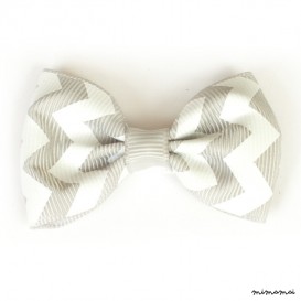 Large Chevron Bow Hairclip Grey