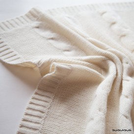 Cashmere Cable Blanket - Natural White