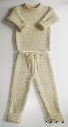 Babies/Children's knitted lambswool roll-neck Sweater and Pants set