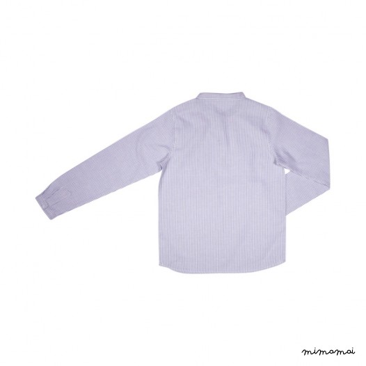 Chemise col mao &agrave; rayures Maxence