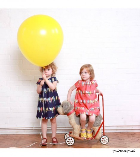 Girls Georgina Dress in Navy Budgies