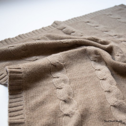 Cashmere Cable Blanket - Beige M&eacute;lange