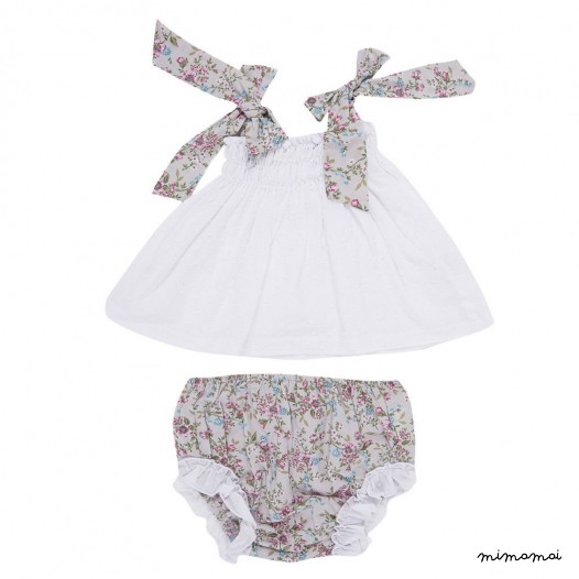 Infants Set of Summer Dresses Panties ,Baby Girl Top & Panties Set ,White baby set