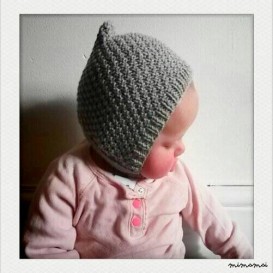 knitted baby hat, baby bonnet, knitted pixie cap, baby shower gift