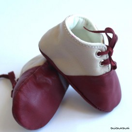 0-3 Months Slippers / Baby Shoes Lamb Leather Claret Red Bordeaux