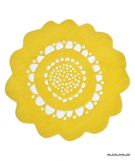 Tapis fleur fille (&Oslash;80cm) - FLEUR JAUNE