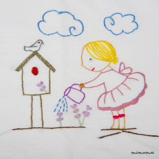 Lenzuola di lino del bambino e federa, culla di ricamo, navicella o passeggino biancheria da letto
