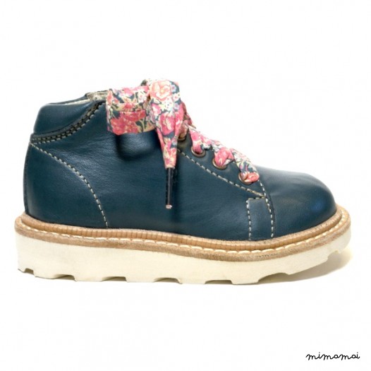 Hattie navy monkey boot with Liberty laces