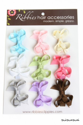 Hair Clip Set Of 9 Small Bows - Pastel