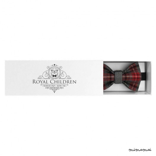 Child grey tartan bow tie