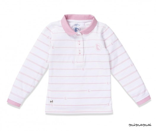 Shirt LS Logo Polo white/rose
