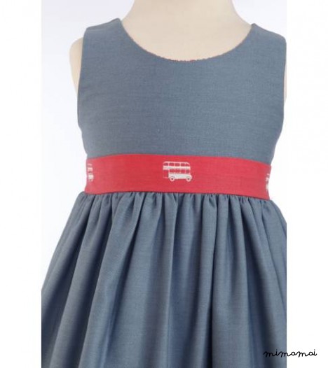 Martha Dress London Print in Midnight Blue