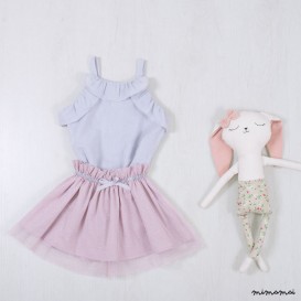 Light blue cotton blouse, Top Sleeveless, Top clip dot cotton , Girls top