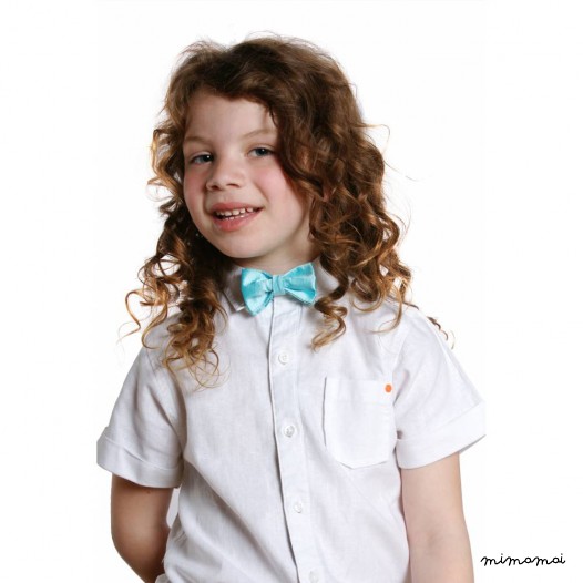 Child turquoise bow tie, wild silk