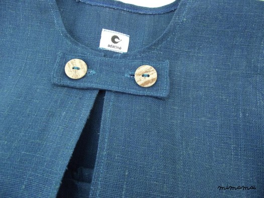 Natural linen baby jacket. Teal