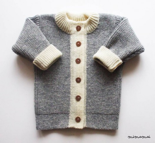Babies/Children's knitted lambswool crew neck Cardigan with oak buttons/jacket