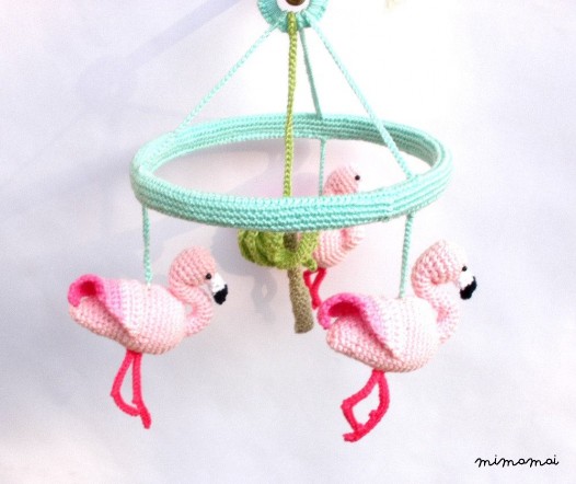 Pink Flamingo Baby Mobile