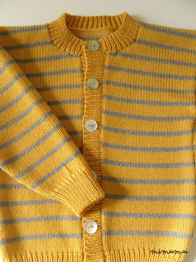 Childrens Knitted Cardigan - Grey & Mustard