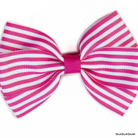 Stripe Bow - Hot Pink & White