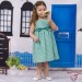 Baby dress in jade printed cotton 